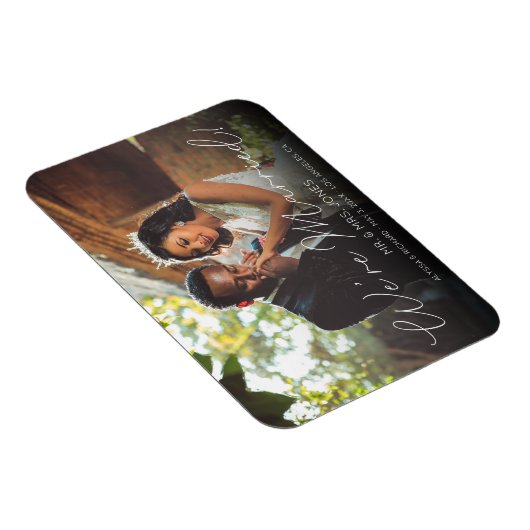 Foto & Script Typography Wedding Announcement Magneet (Rechterzijde)