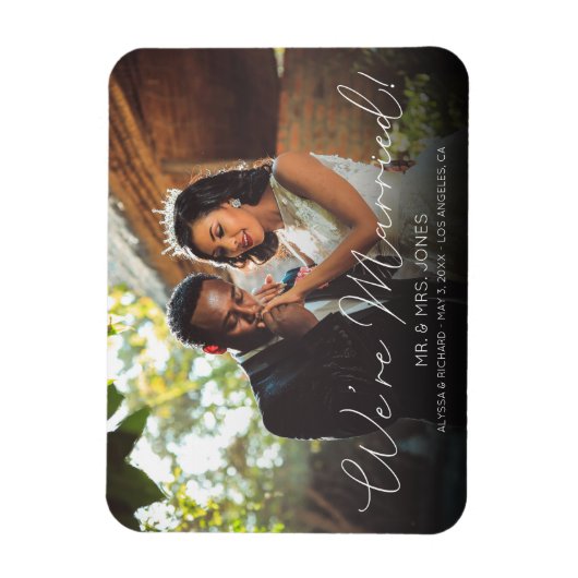 Foto & Script Typography Wedding Announcement Magneet (Verticaal)