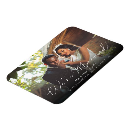 Foto & Script Typography Wedding Announcement Magneet (Linkerzijde)