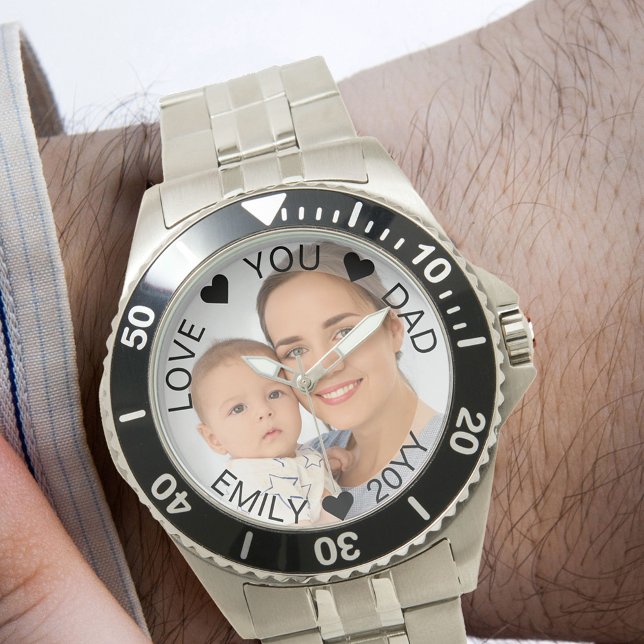 Foto Semi Transparante Rand Overlay Papa Horloge (Photo Gift for New Dad)