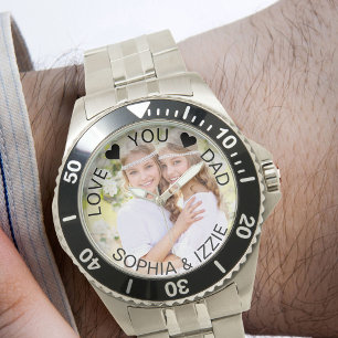 Foto Semi Transparency Border Personalized Dad Horloge