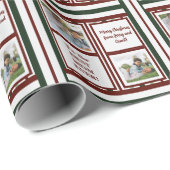 Foto Sentimentnaam Rood Groen Gestreept Kerstmis Cadeaupapier (Rol Hoek)