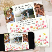 Foto Set Roze Oranje Bloemige Bruiloft Save The Date