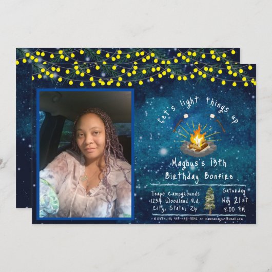 Foto Sfeerverlichting Feest Uitnodiging (Voorkant / Achterkant)