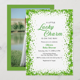 Foto Shamrock Een Klein Geluksbrenger Baby Shower Kaart