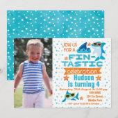 Foto Sharks Fin-tastic Birthday Invitation Kaart (Voorkant / Achterkant)