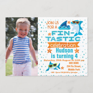 Foto Sharks Fin-tastic Birthday Invitation Kaart