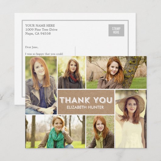 Foto Showcase Afstuderen Bedankt Card - Craft Briefkaart (Voorkant / Achterkant)