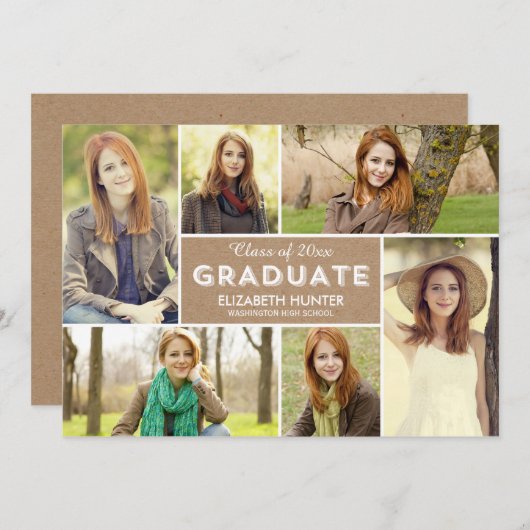 Foto Showcase Afstuderen Invitation - Craft Kaart (Voorkant / Achterkant)