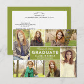 Foto Showcase BEWERKBARE KLEUR Afstuderen Briefkaa Uitnodiging Briefkaart (Voorkant / Achterkant)