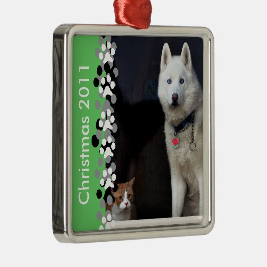 Foto Siberian Husky Metalen Ornament (Rechts)