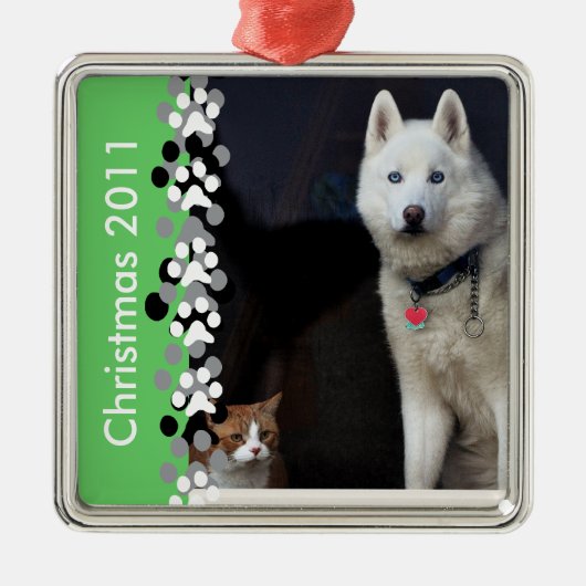 Foto Siberian Husky Metalen Ornament (Voorkant)