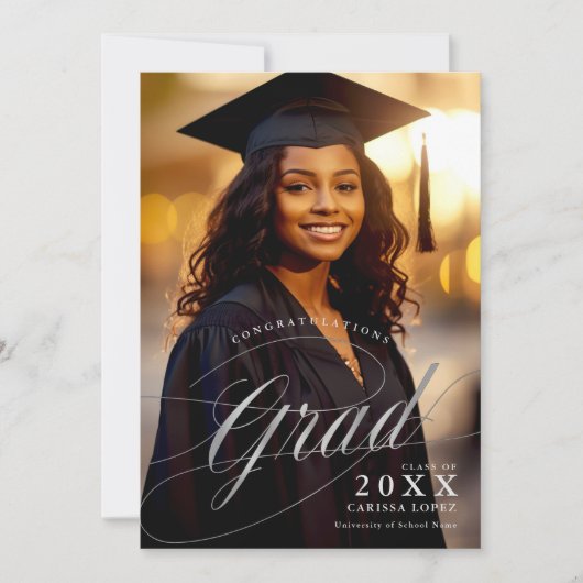 Foto Silver Afstuderen Ceremony & Dinner Event Kaart (Voorkant)