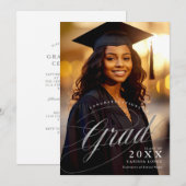 Foto Silver Afstuderen Ceremony & Dinner Event Kaart (Voorkant / Achterkant)