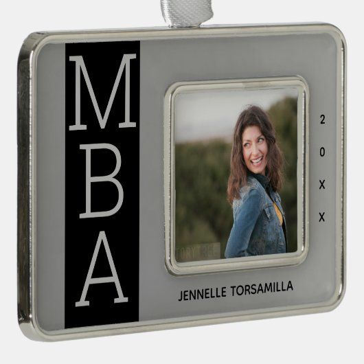 Foto Silver Black MBA-Afstuderen Verzilverd Omlijst Ornament (Rechts)