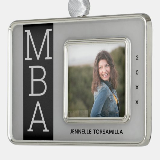 Foto Silver Black MBA-Afstuderen Verzilverd Omlijst Ornament (Links)
