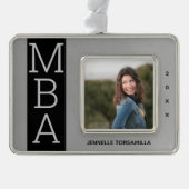 Foto Silver Black MBA-Afstuderen Verzilverd Omlijst Ornament (Voorkant)