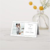 Foto Silver Elegant Weddenschappen Table Number Plaatskaartje (Achterkant)