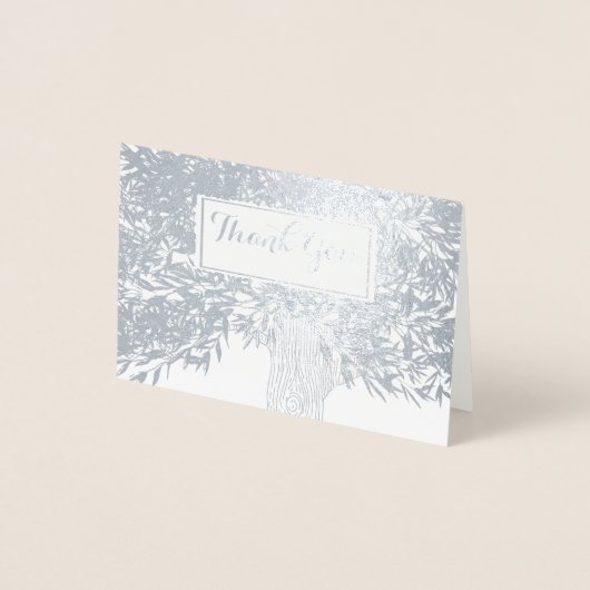 Foto: Silver Foil Initialen Tree Trunk Hartelijk d Folie Kaarten (Voorkant)