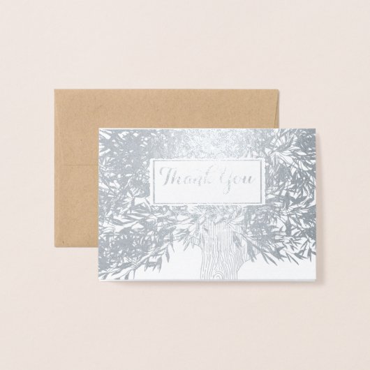Foto: Silver Foil Initialen Tree Trunk Hartelijk d Folie Kaarten (Voorkant met envelop)