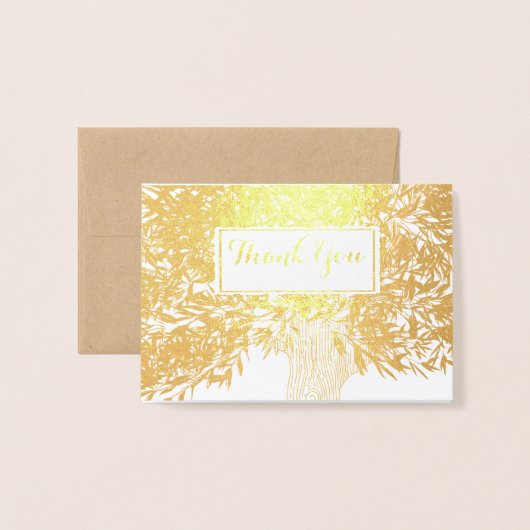 Foto: Silver Foil Weddenschap Initialen Tree Dank  Folie Kaarten (Voorkant met envelop)