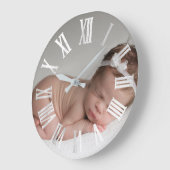 Foto: Silver Gray Baby shower Gift Girl Boy Grote Klok (Hoek)