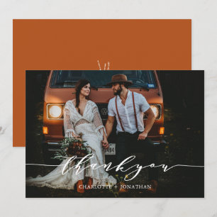 Foto Simple Botanical Bohemian Terracotta Wedding Bedankkaart