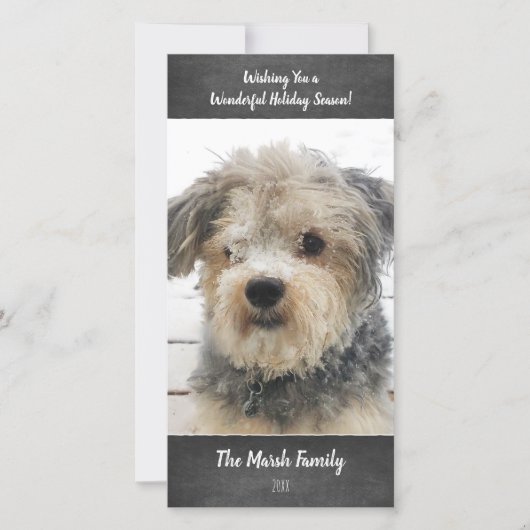 Foto: Simple Chalkboard met script, Kerstmis Feestdagenkaart (Voorkant)