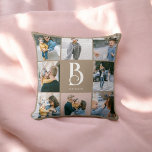Foto Simple Chic Monogram Boho Beige Kussen<br><div class="desc">Fotocollage en monogram.</div>