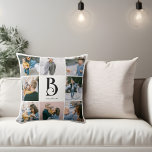 Foto Simple Chic Monogram Kussen<br><div class="desc">Fotocollage en monogram.</div>