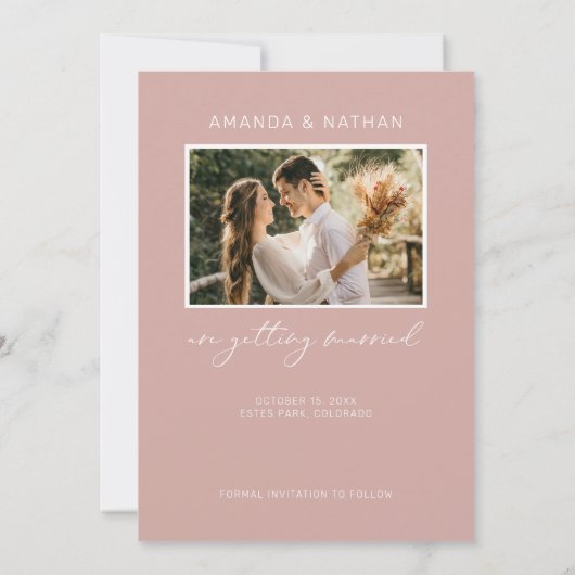 Foto Simple Elegant Blush Pink Wedding Save The Date (Achterkant)