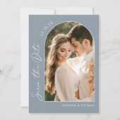 Foto Simple Elegant Dusty Blue Wedding Save The Date (Voorkant)