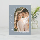 Foto Simple Elegant Dusty Blue Wedding Save The Date (Staand voorkant)