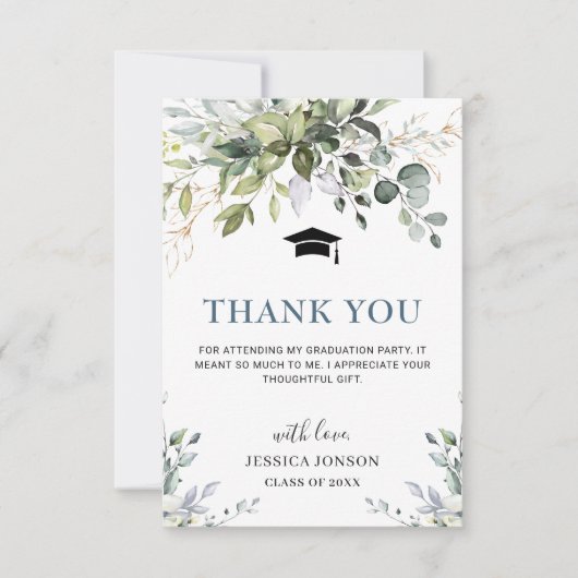 FOTO Simple Elegant Eucalyptus Foliage Afstuderen Bedankkaart (Voorkant)