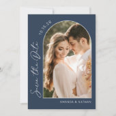 Foto Simple Elegant Navy Blue Wedding Save The Date (Voorkant)
