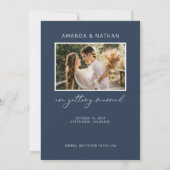 Foto Simple Elegant Navy Blue Wedding Save The Date (Achterkant)