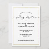 Foto Simple Elegant Script Black and Gold Wedding Kaart (Voorkant)