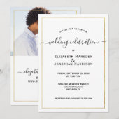 Foto Simple Elegant Script Black and Gold Wedding Kaart (Voorkant / Achterkant)