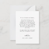 Foto Simple Elegant Weddenschap Calligraphy Script Notitiekaartje (Achterkant)