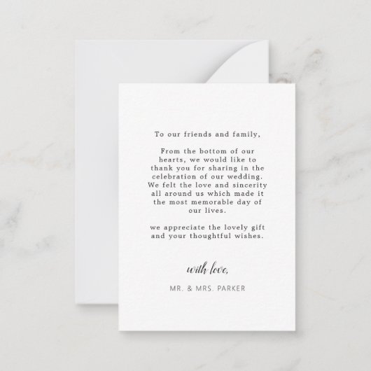 Foto Simple Elegant Weddenschap Calligraphy Script Notitiekaartje (Achterkant)