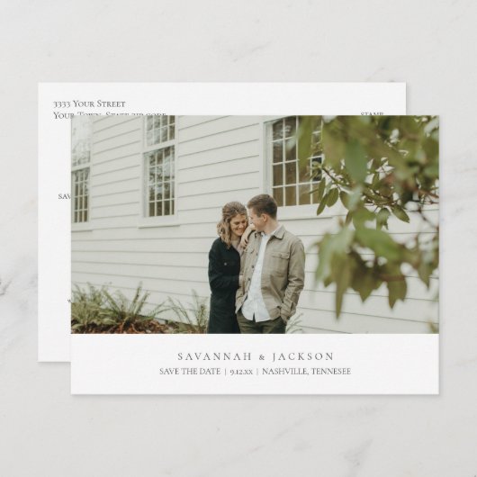 Foto Simple Elegant Wedding Save the Date Briefkaart (Voorkant / Achterkant)
