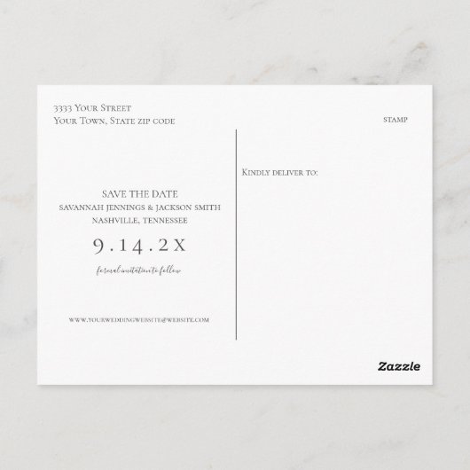 Foto Simple Elegant Wedding Save the Date Briefkaart (Achterkant)