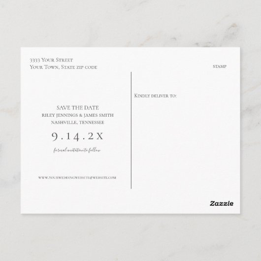 Foto Simple Monogram Weddenschap Save the Date Briefkaart (Achterkant)