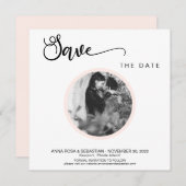 *~* FOTO Simple Peach Boho Wedding Save the Date (Voorkant / Achterkant)