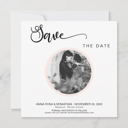 *~* FOTO Simple Peach Boho Wedding Save the Date (Voorkant)