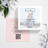 Foto Simple QR Code RSVP Elegant Blush Minimalist Kaart