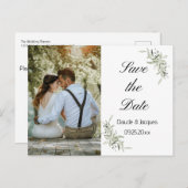 Foto Simplistische Eucalyptus Bewaar het datum Bri Briefkaart (Voorkant / Achterkant)