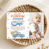 Foto Sinaasappel Blue Little Pumpkin 1st Birthday Kaart