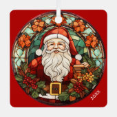 Foto & Sinterklaas Personaliseer Tekst Naam & Jaar Metalen Ornament (Voorkant)