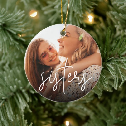 Foto Sisters Overlay Keramisch Ornament (Boom)